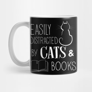 Easily Distracted Cats And Books Mug